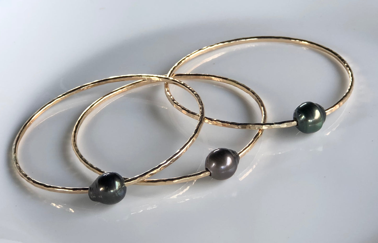 Gold Filled Tahitian Pearl Bangles